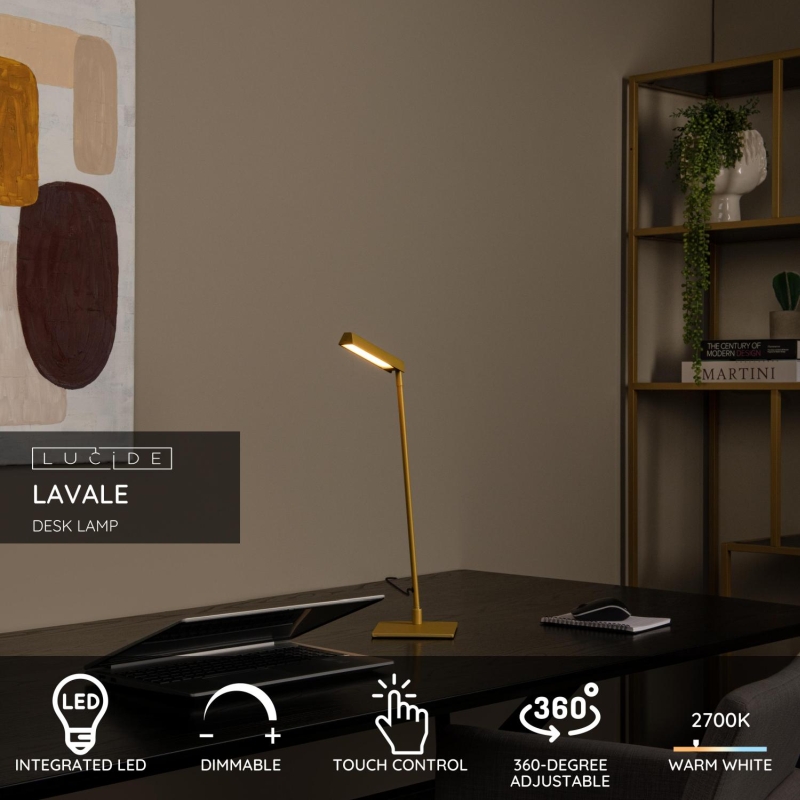 Lucide LAVALE - Stolná lampa - LED Dim.K/2700K - Okrová žltá